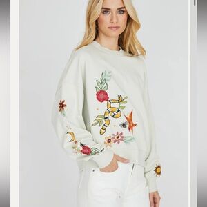 Driftwood Teddy Sweatshirt Hawaii Hallucination Floral Embroidered Sweatshirt